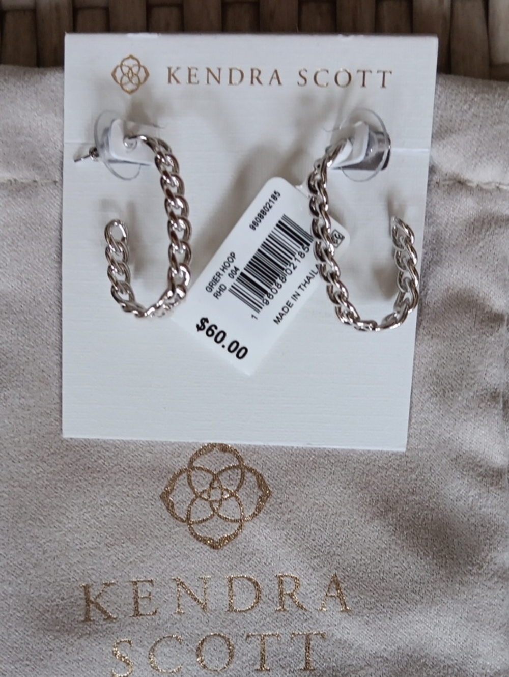 Kendra Scott Grier  Silver Chain Link Hoop Earrings NWT